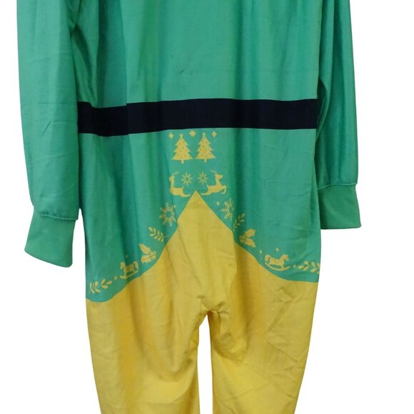 Tipsy Elves Buddy Elf Hooded Jumpsuit Christmas Green Yellow Adult Size XL Zip - Picture 5 of 11